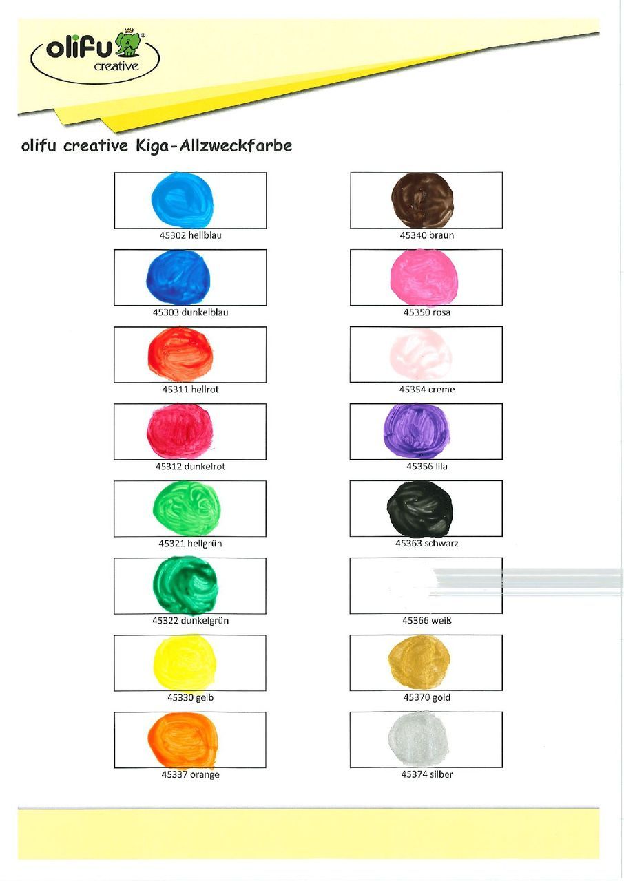 olifu creative Allzweckfarben, 14 versch., je 1 Liter