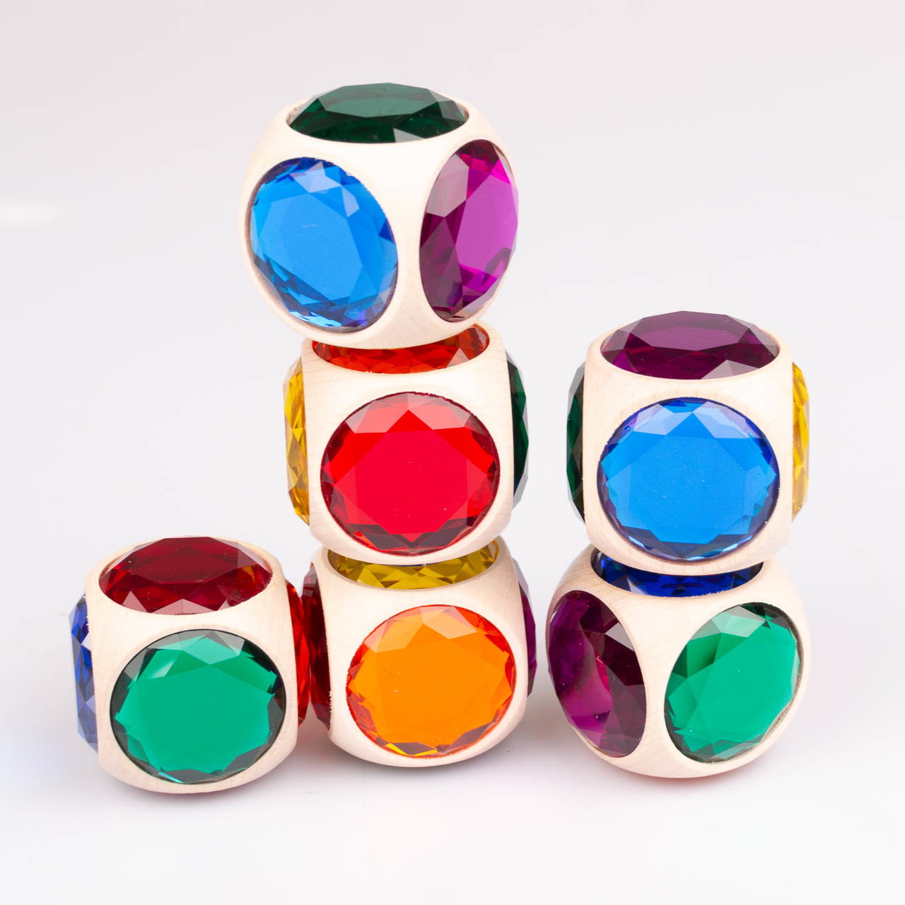 Edelsteinwürfel rollend, 6er Pack