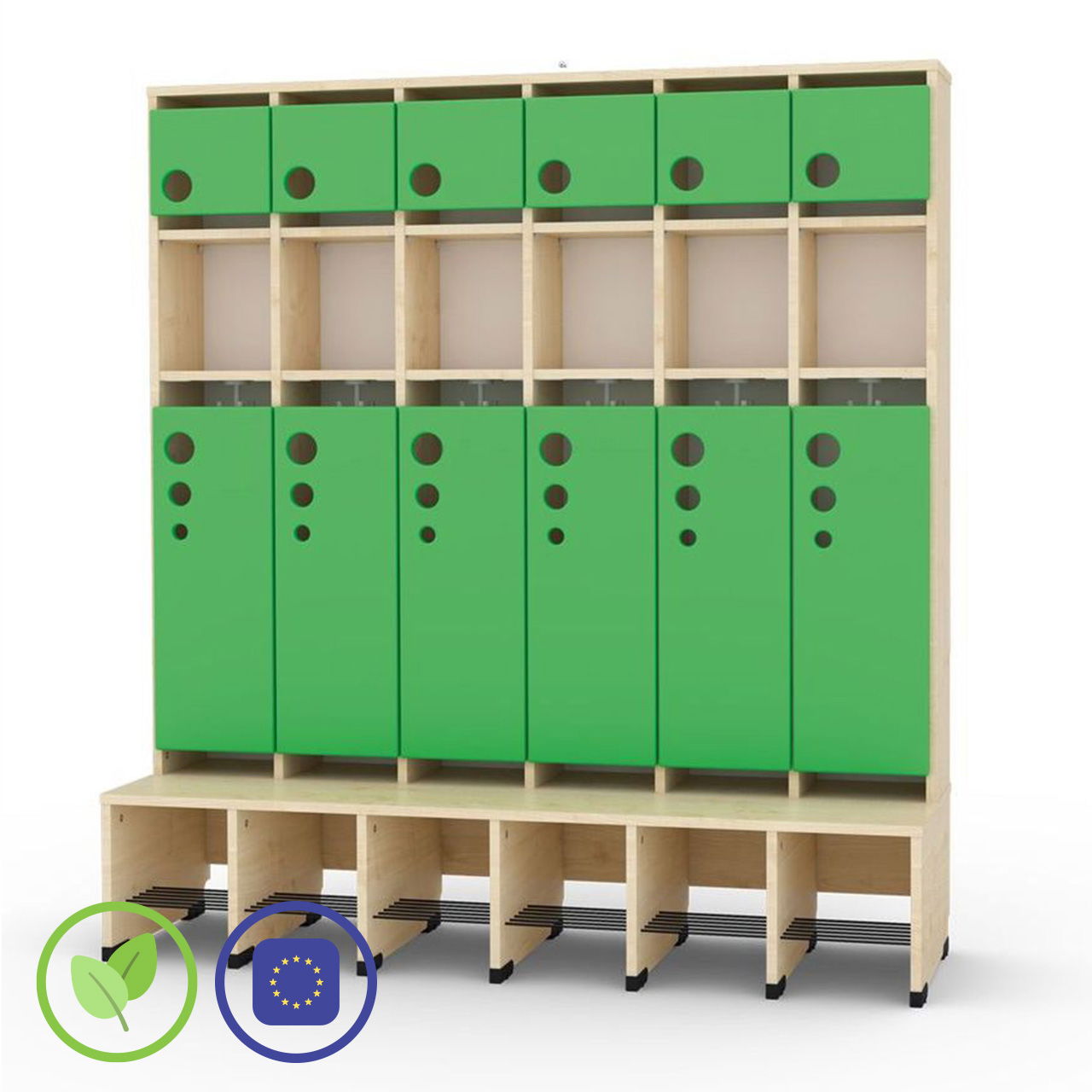 6er Maxi Garderoben mit Extrafach und Türen