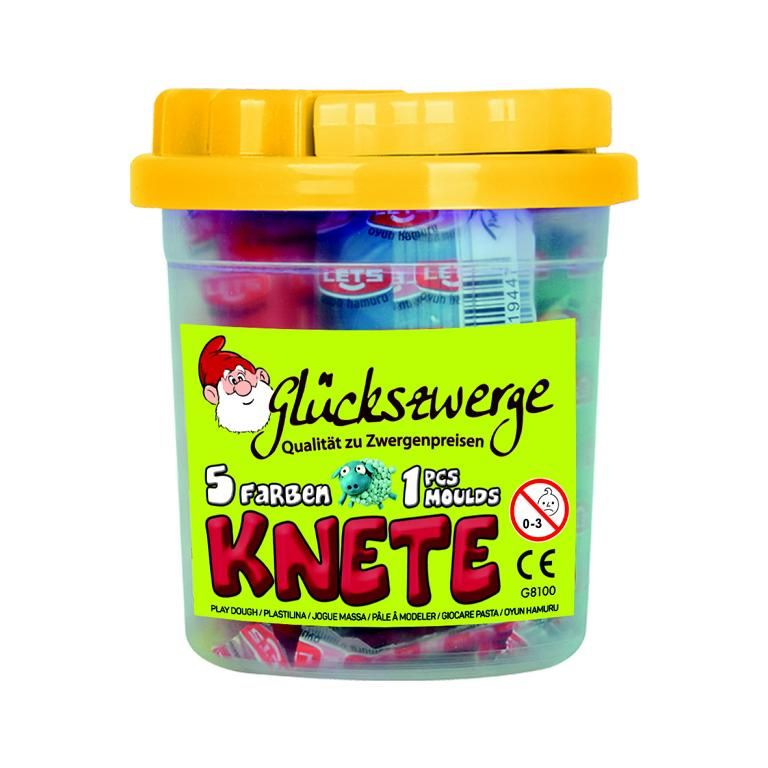 Knete im Eimer 5 versch. Farben, pro Farbe 20g