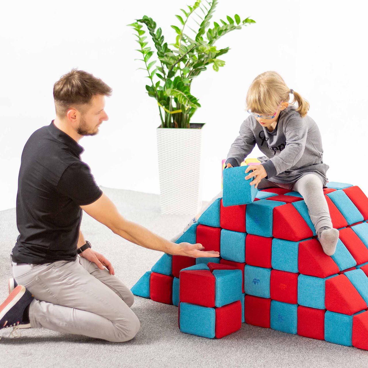 JollyHeap Creative Magnetbausteine 100er Pack, grau/türkis