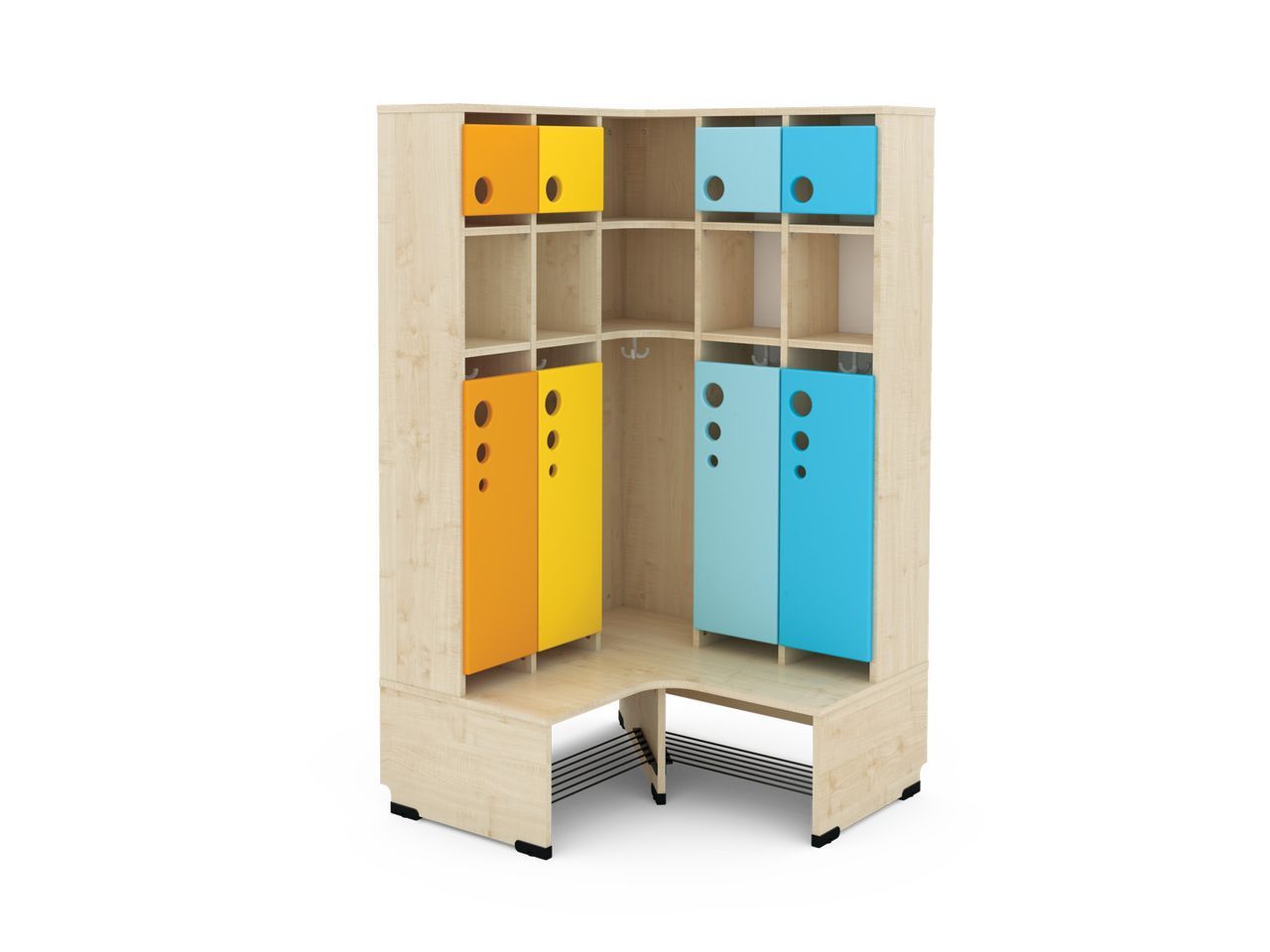 5er Maxi Eckgarderobe mit Extrafach ohne Türen