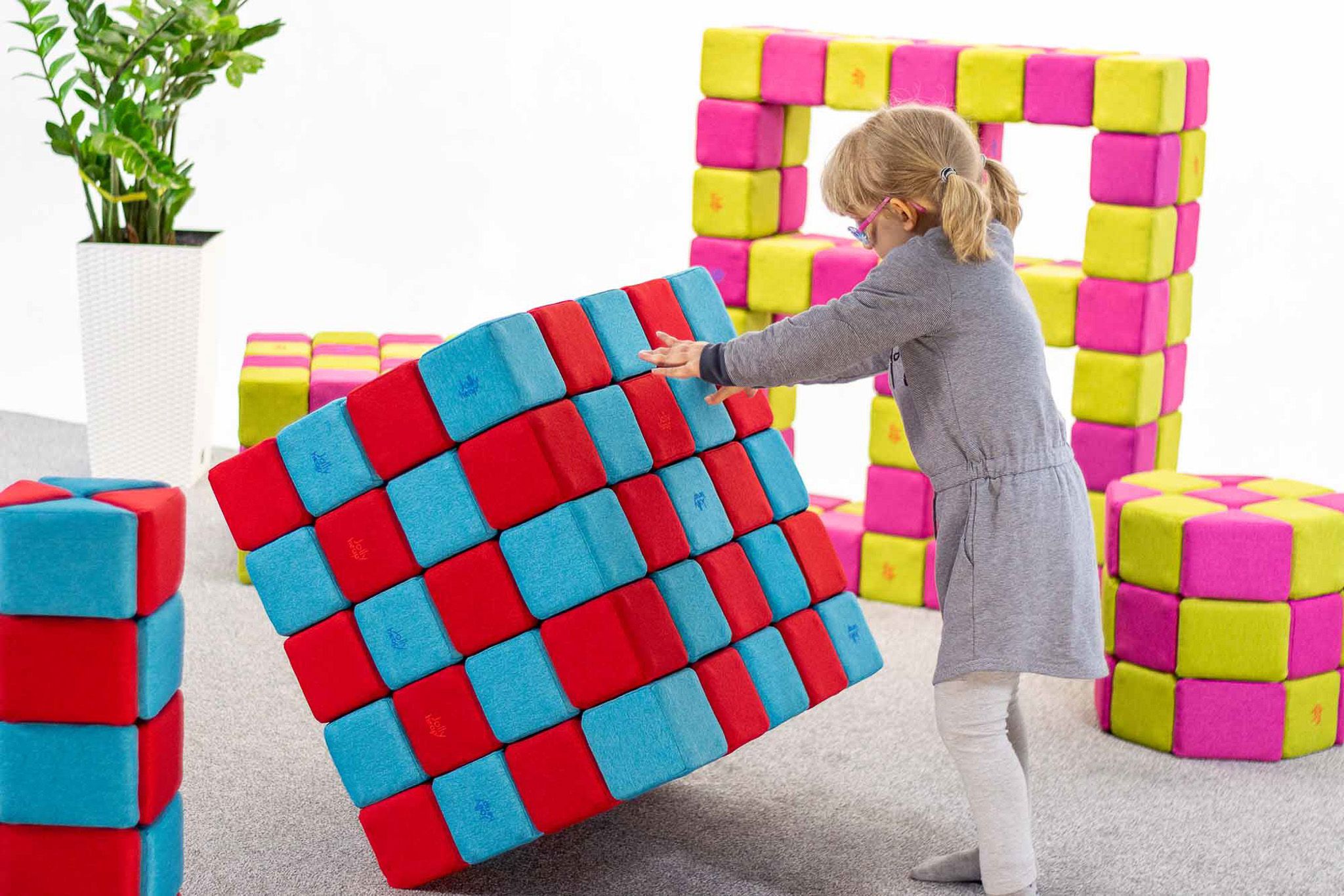 JollyHeap Magnetbausteine 100er Pack, rot/türkis