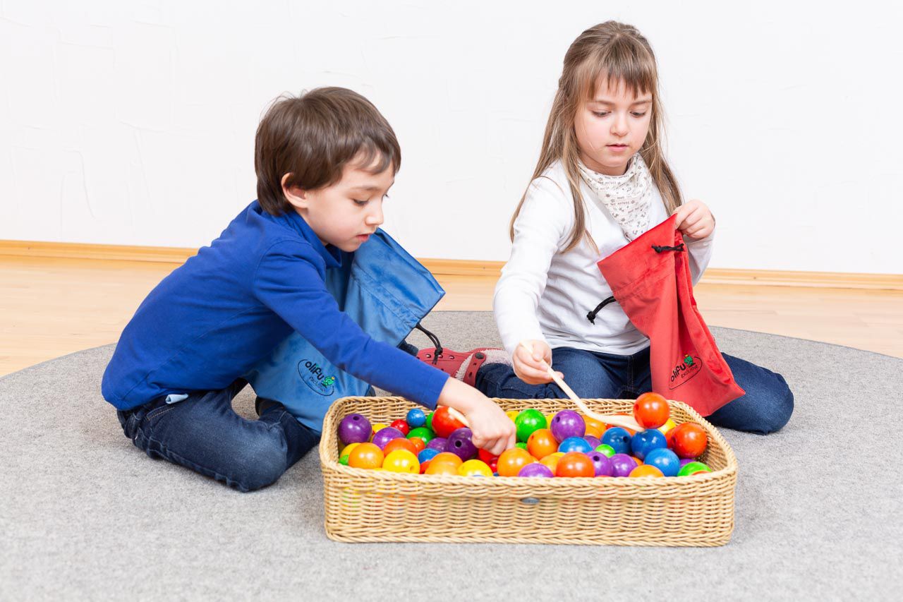 Samtbeutel 50er, bunt, 6er-Pack