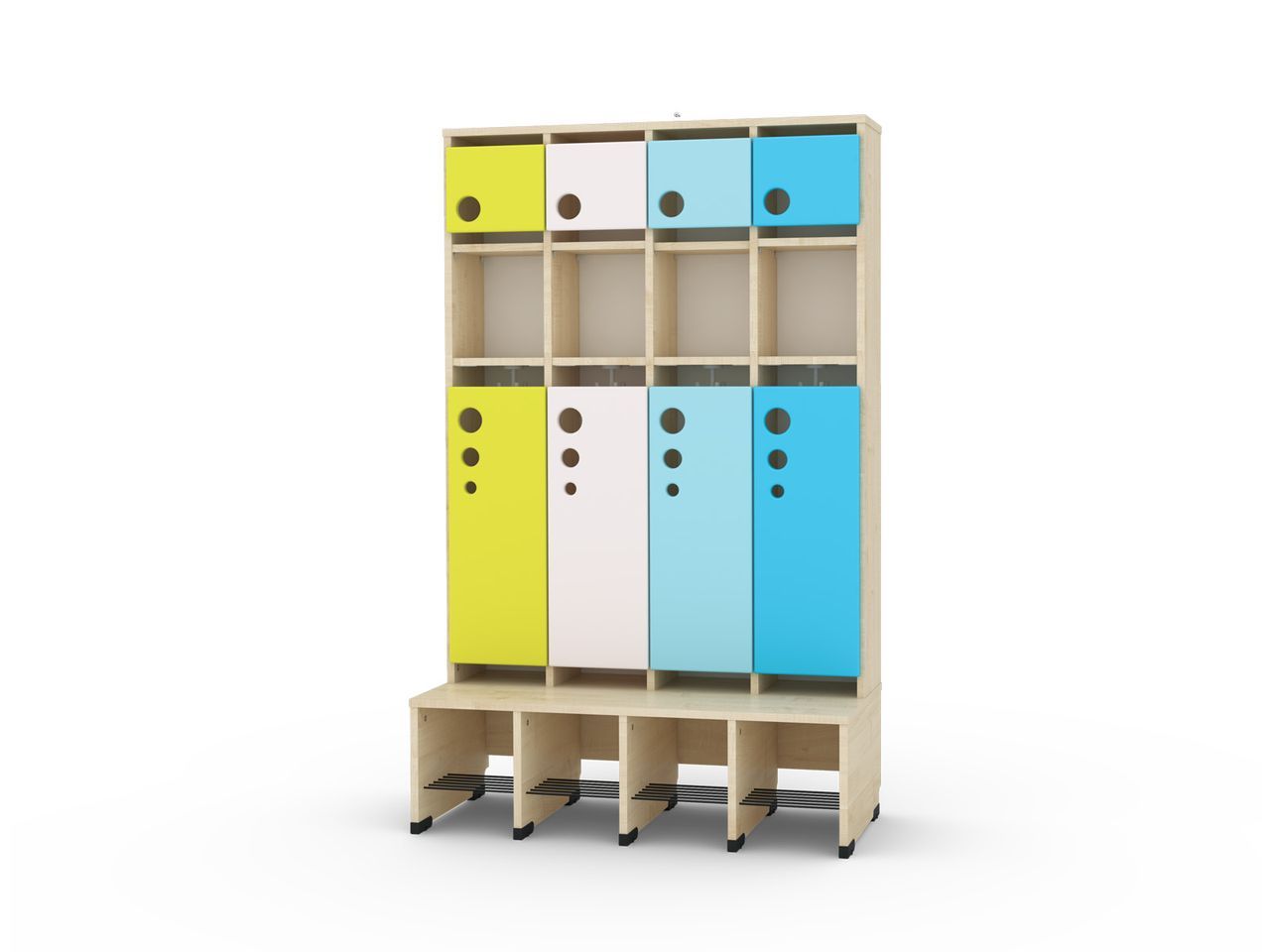 4er Maxi Garderobe mit Extrafach ohne Türen