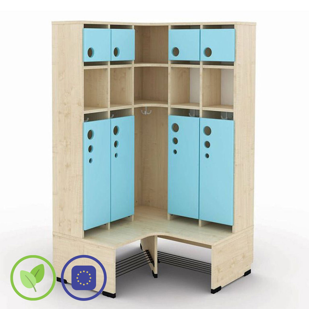 5er Maxi Eckgarderobe mit Extrafach und Türen