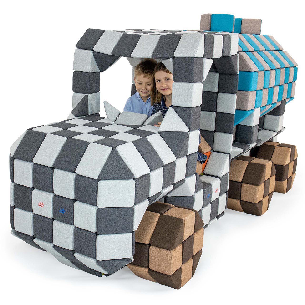 JollyHeap Creative Magnetbausteine 100er Pack, grau/türkis