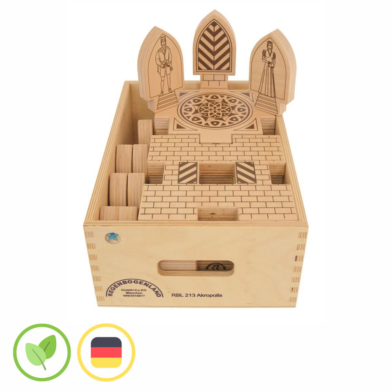 Akropolis Set mit Holzkiste 24 tlg.