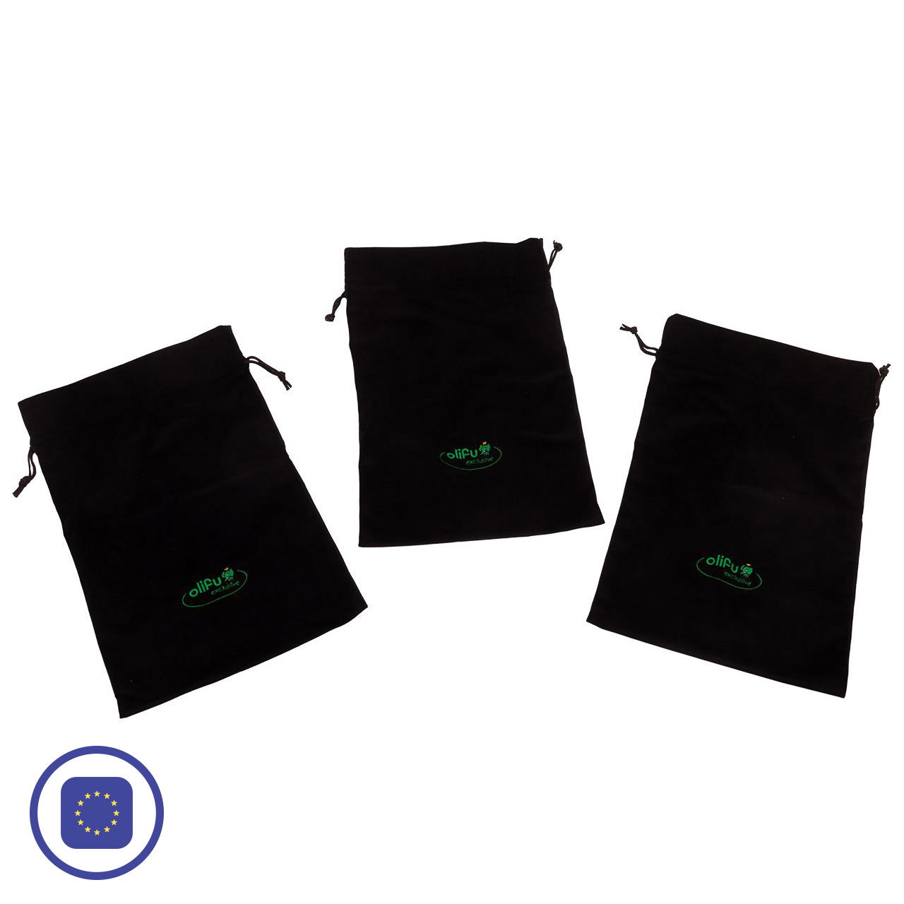 Samtbeutel 200er, schwarz, 3er-Pack