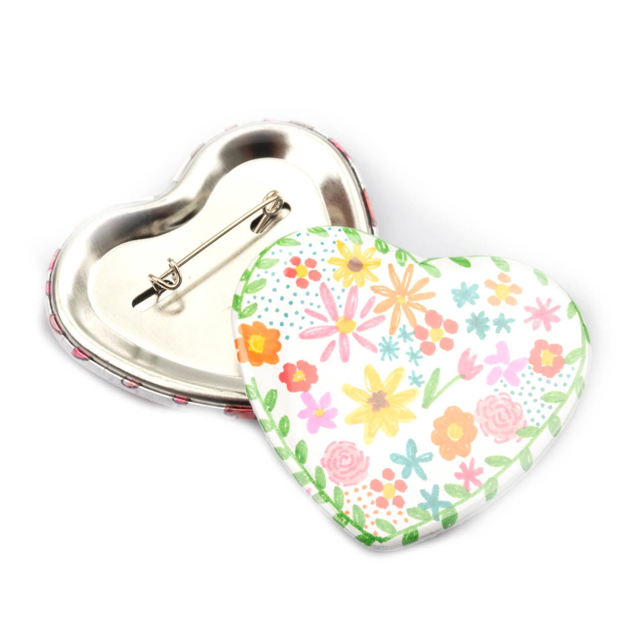 Anstecker-Button Herz 52x57mm, 50er Pack für Easy Stanzbuttonmaschine