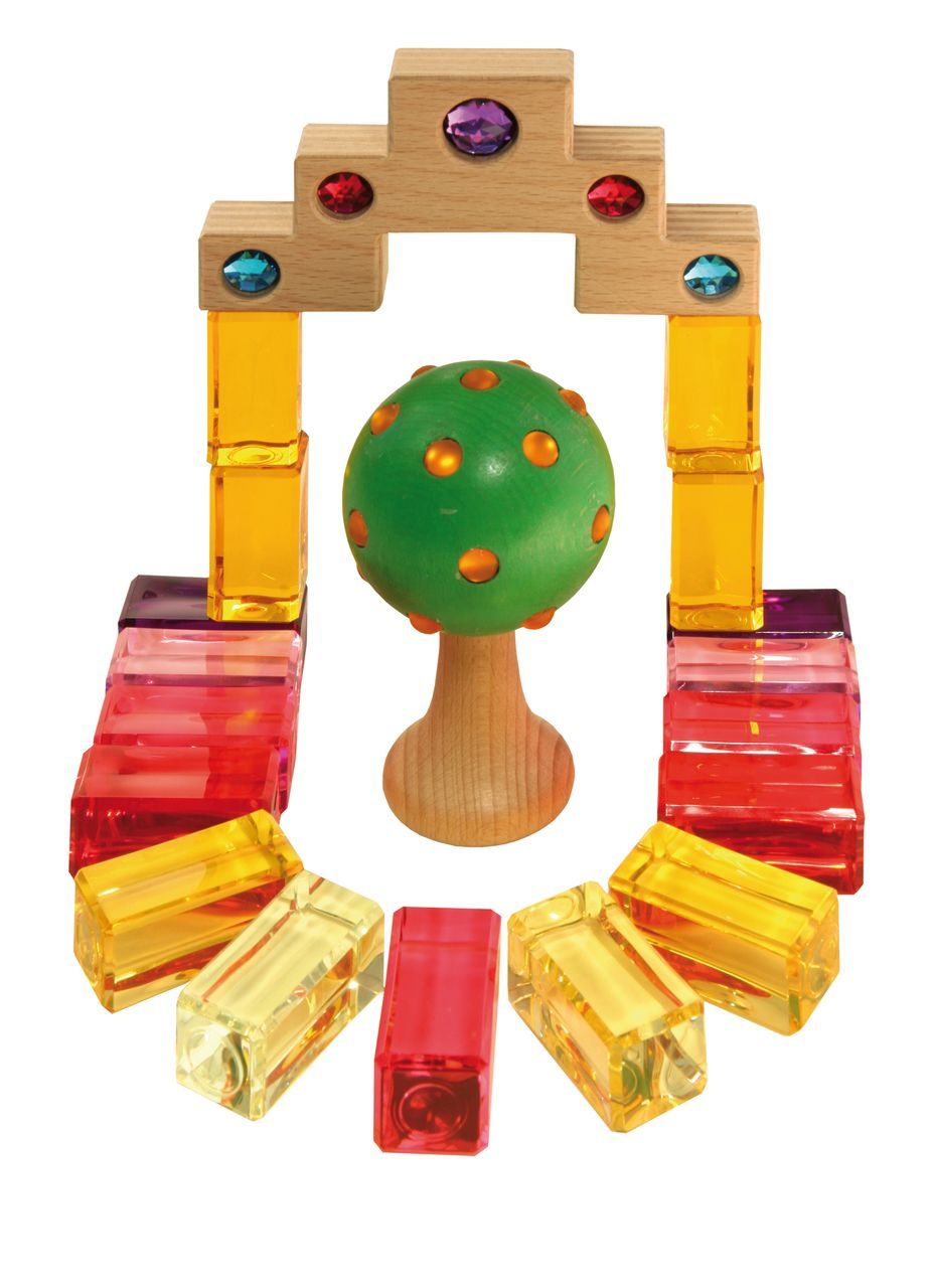 Regenbogensteine-Set mit Holzkiste 64-tlg.