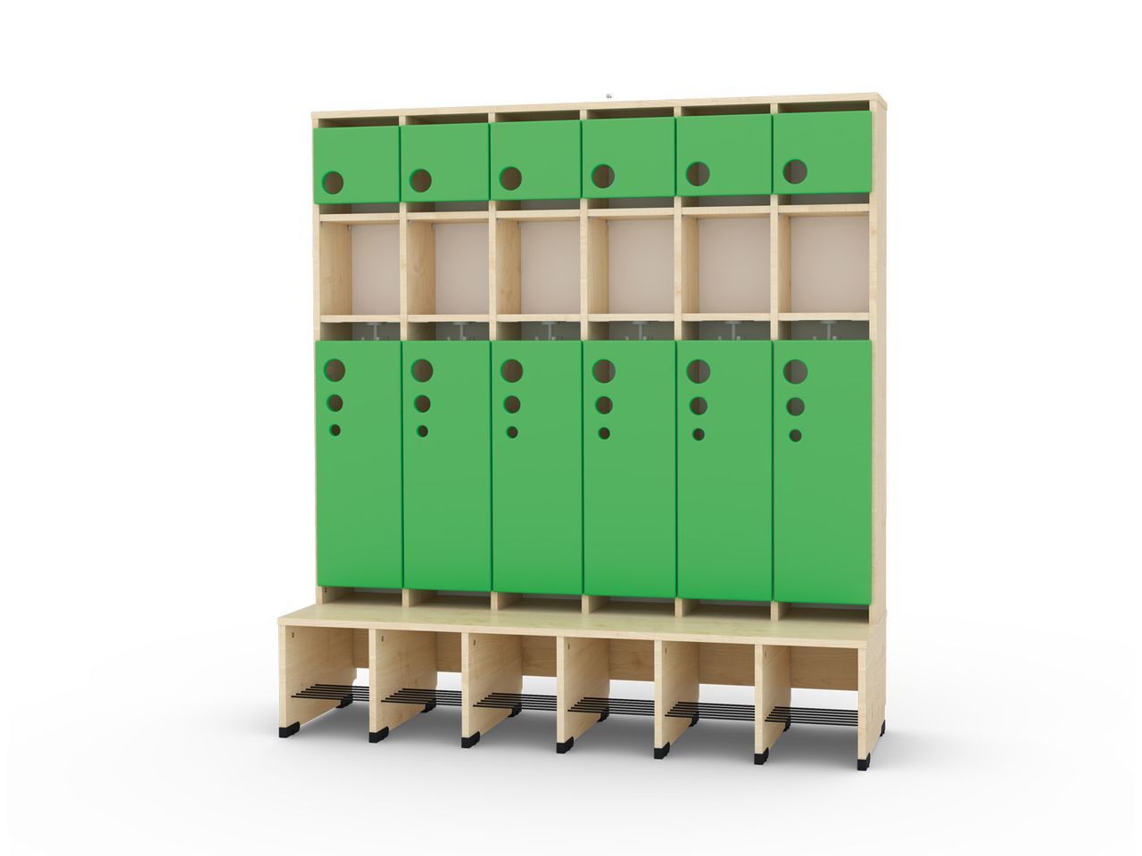 6er Maxi Garderoben mit Extrafach ohne Türen