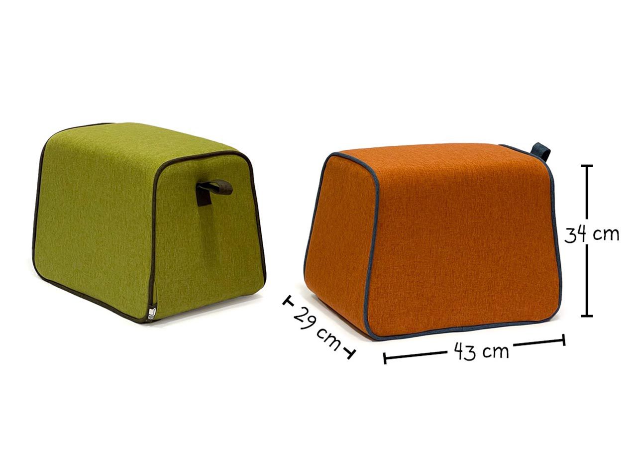 Hockidu , gepolsterter Hocker mit Schlaufe, orange