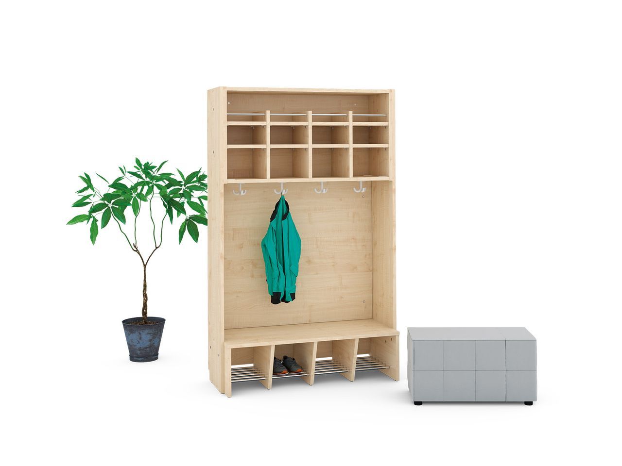 4er Garderobenregal für Sitzhöhe 43 cm