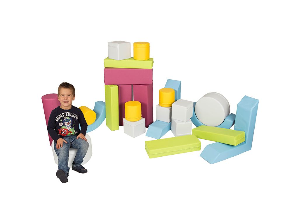 23 tlg. Bausteineset Mini Kunstleder Pastellfarben