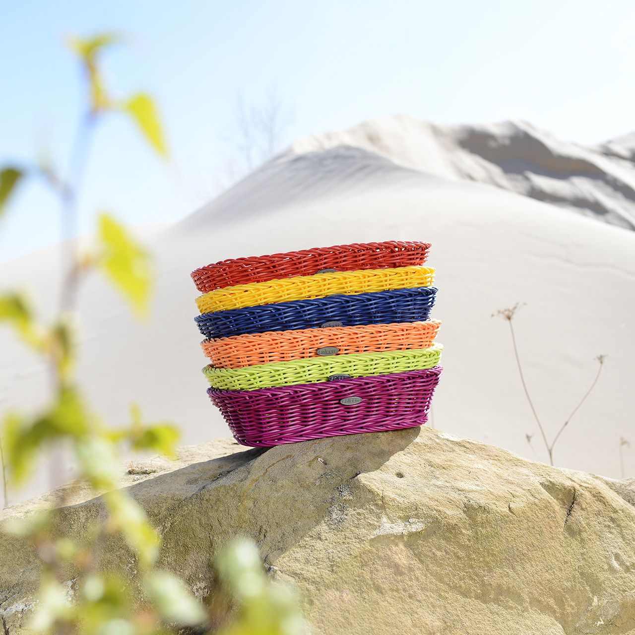 Flechtkorb 25er, oval, bunt, 6er-Pack