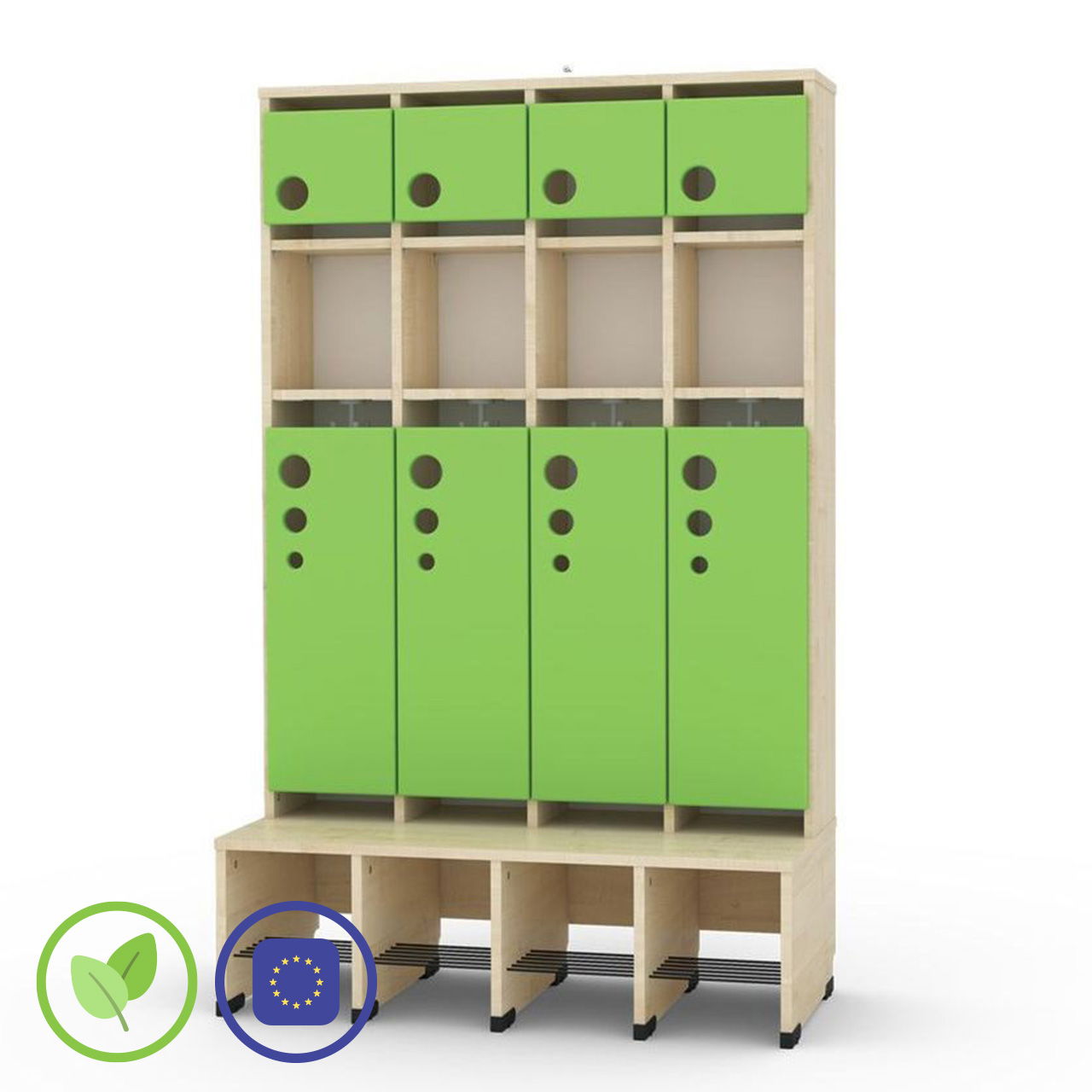 4er Maxi Garderobe mit Extrafach und Türen