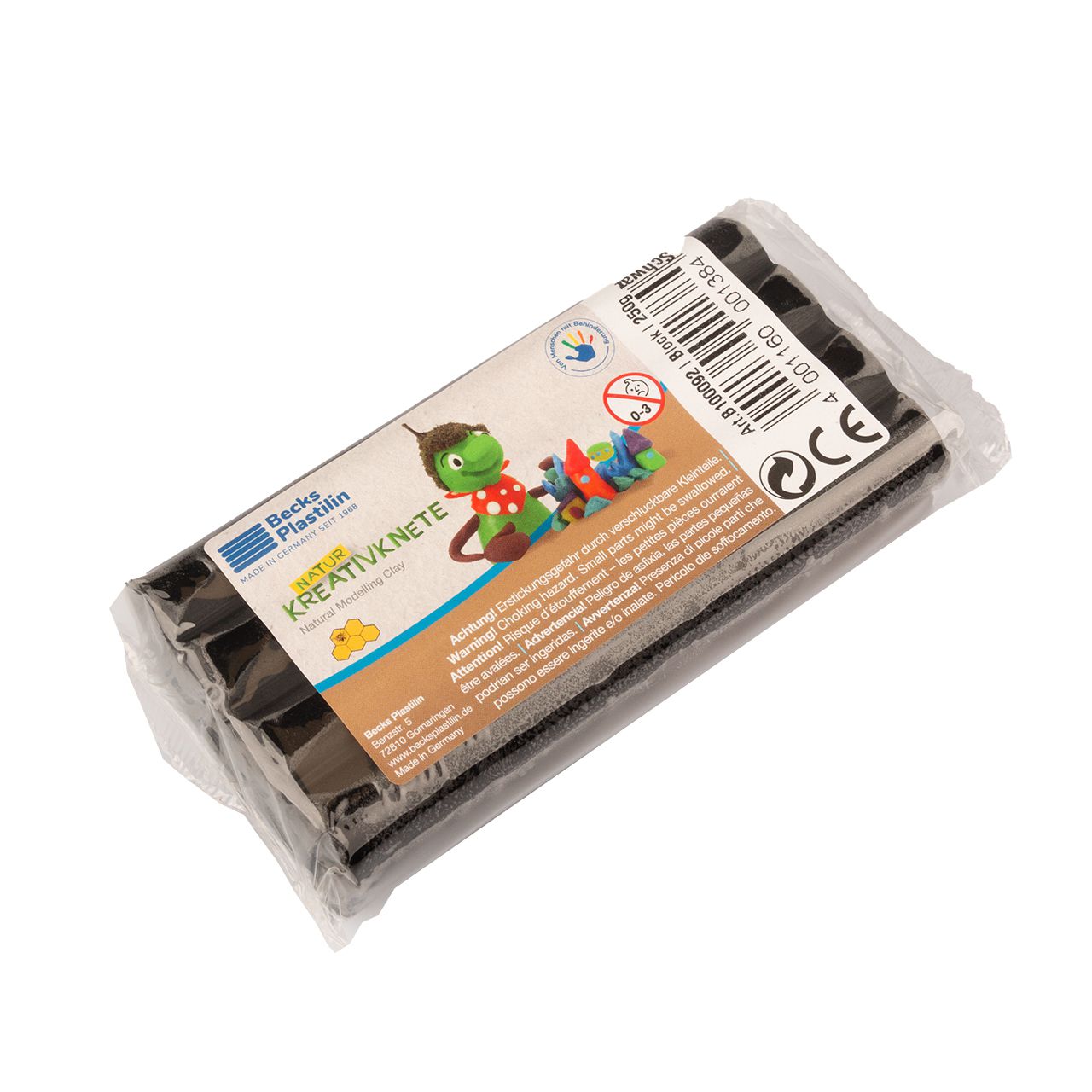 Natur Kreativknete mit Bienenwachs 250g schwarz