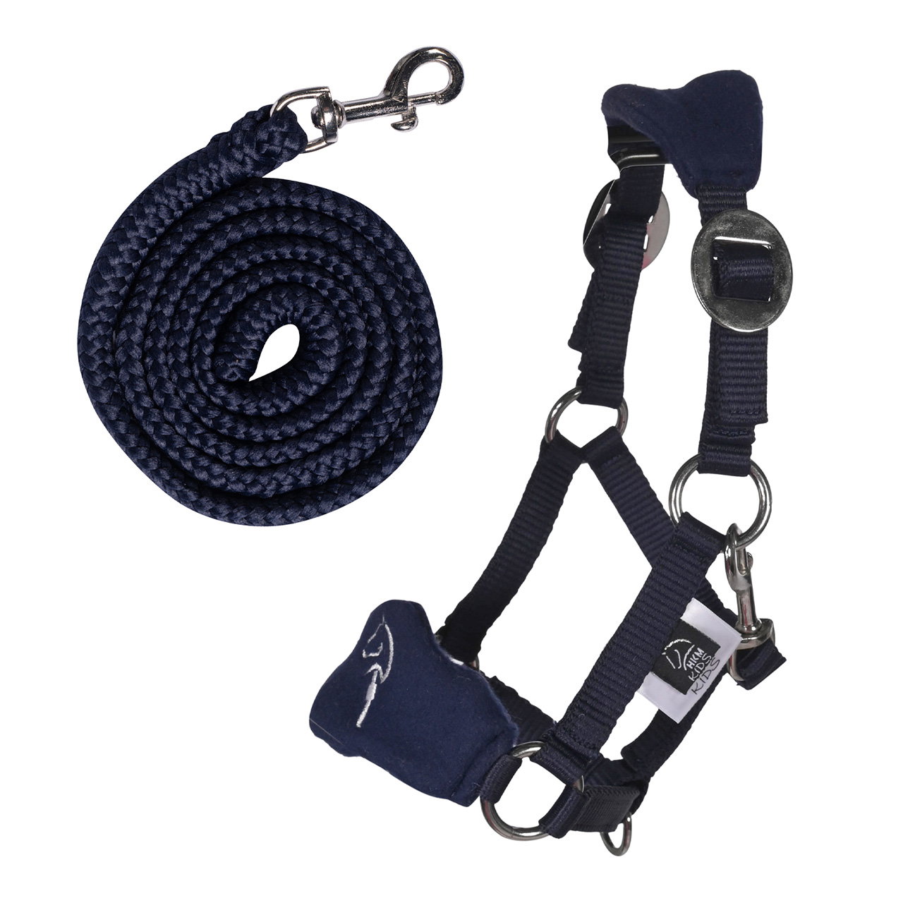 Hobby Horsing, Halfterset mit Fleece, blau