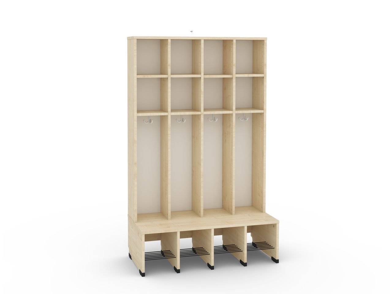 4er Maxi Garderobe mit Extrafach und Türen