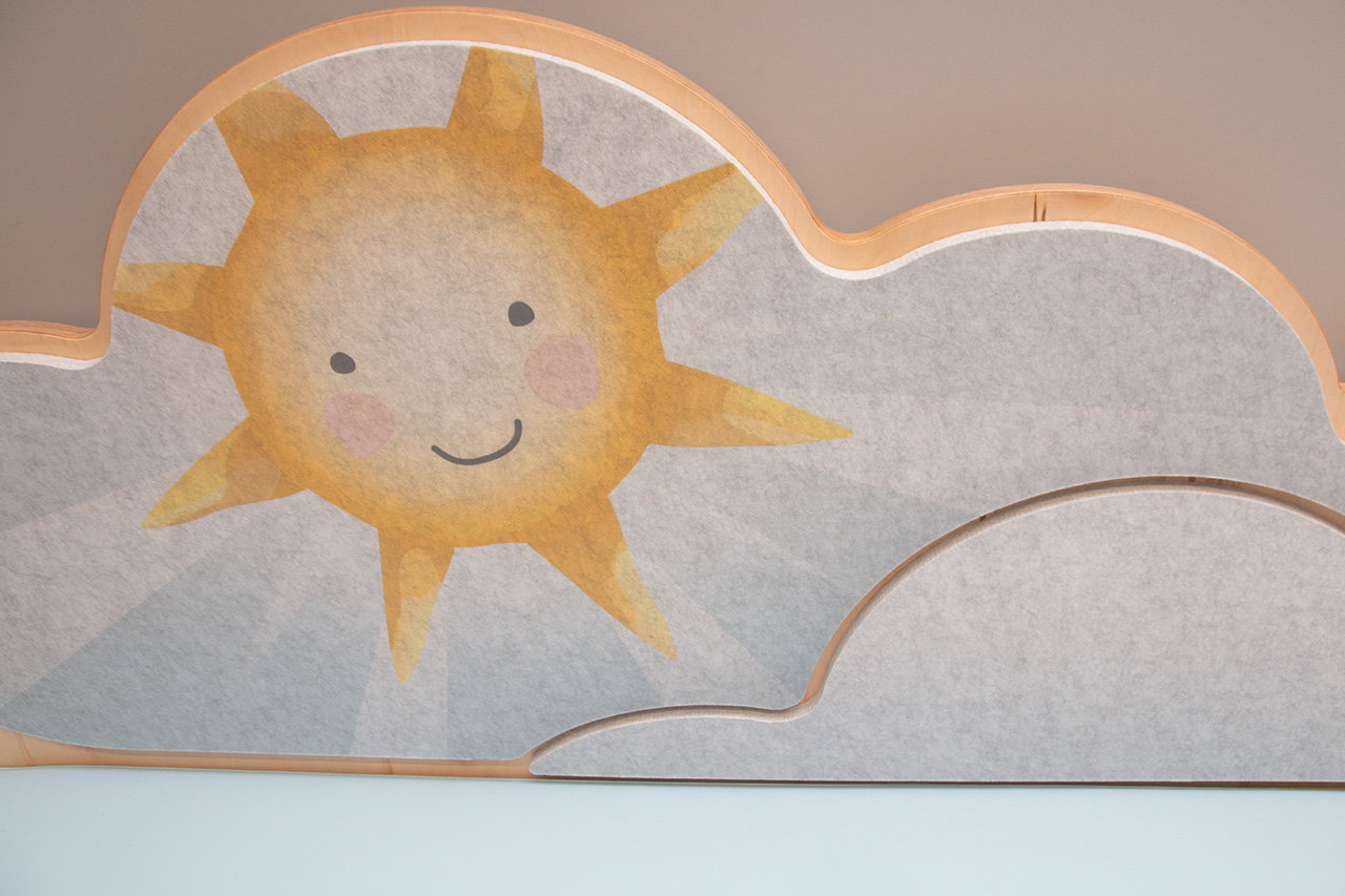 Akustiksofa Sonne mit 2 Ebenen rechts + Bodenmatte rechts