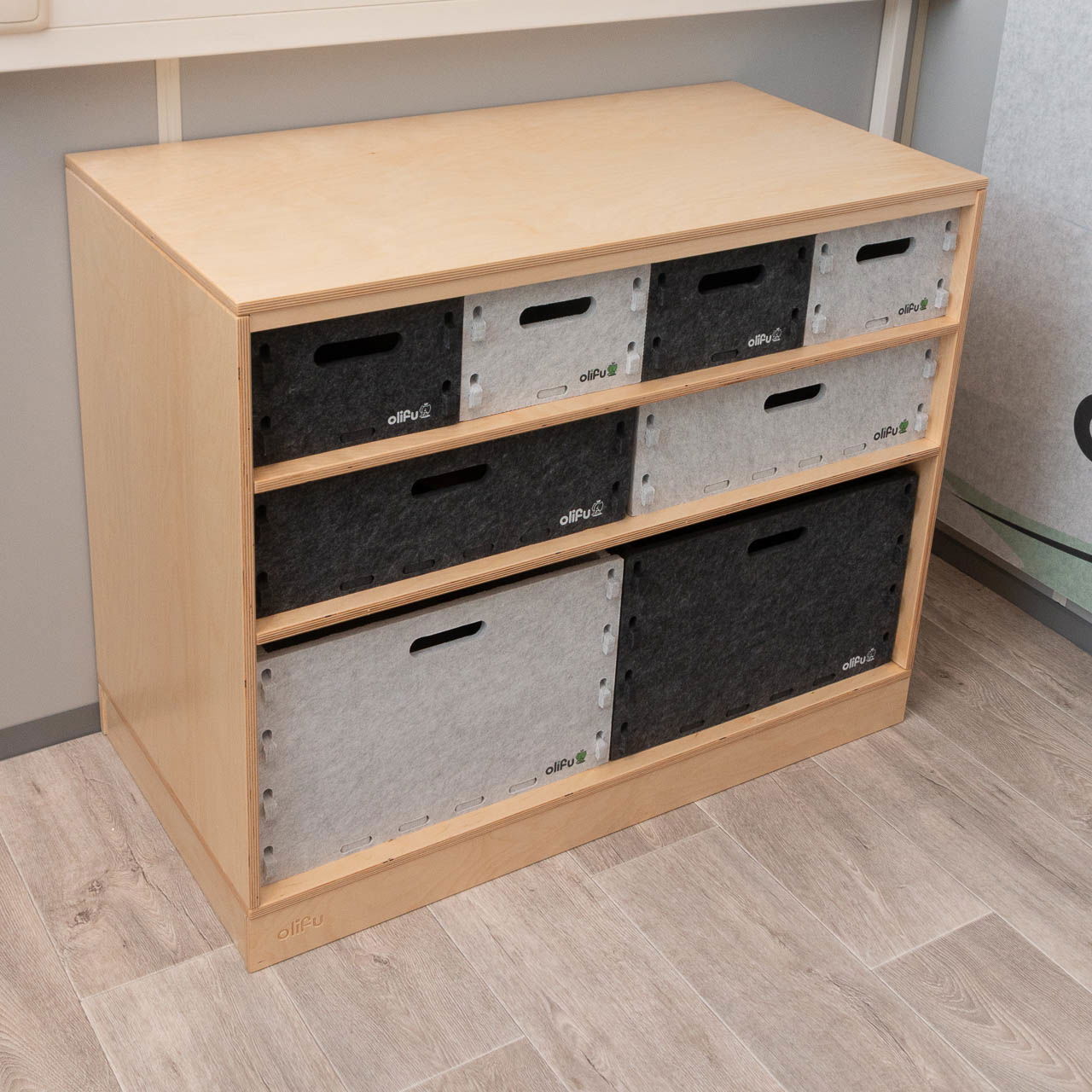 olifu Akustik Aufräumbox, groß, grau