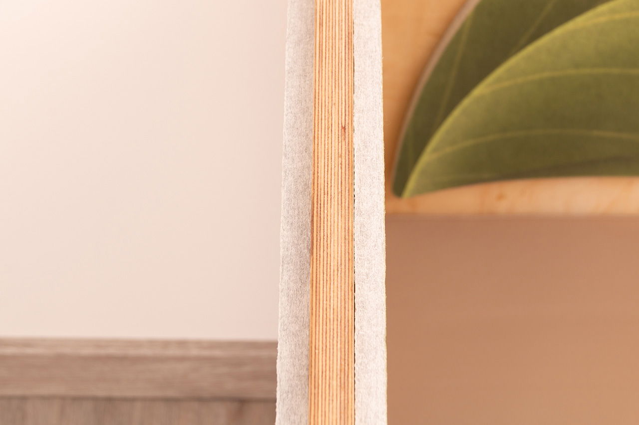 Akustiksofa Raupe Anstellsofa links + Sofa mit Armteil links+ Bodenmatte links