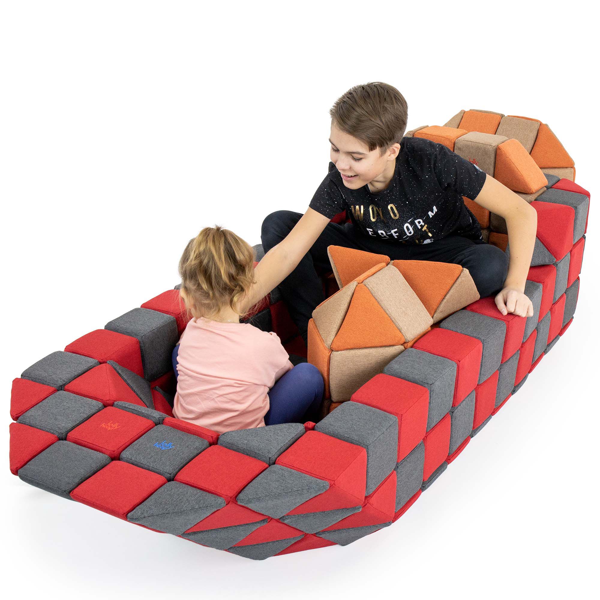 JollyHeap Creative Magnetbausteine 100er Pack, rot/braun