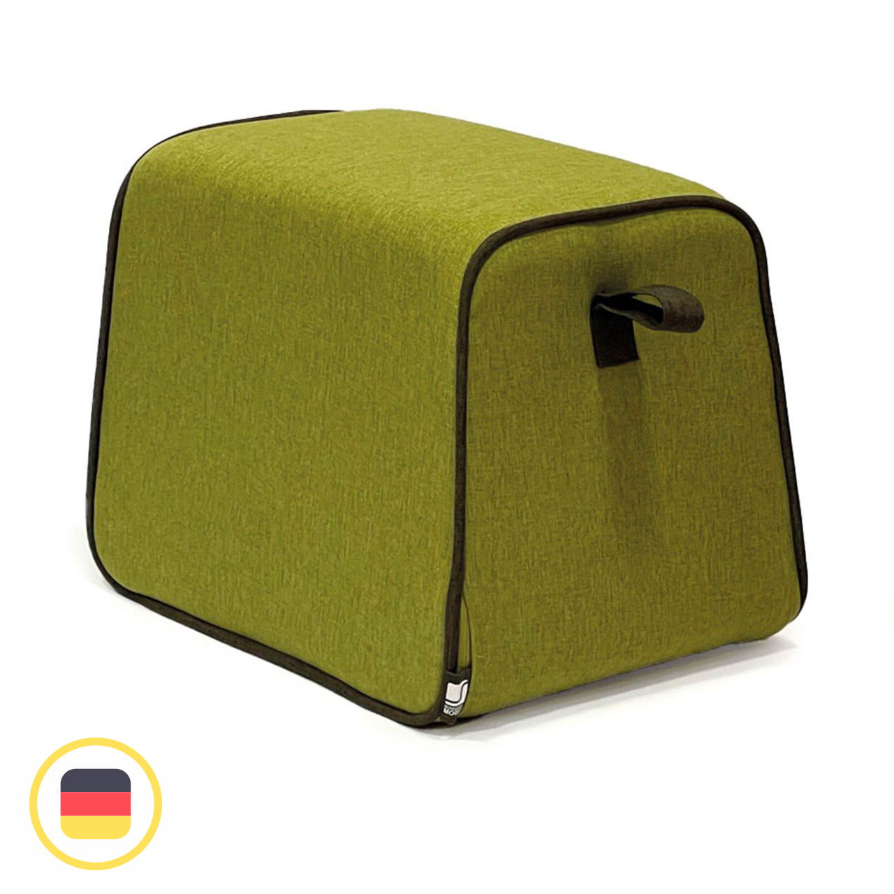 Hockidu , gepolsterter Hocker mit Schlaufe, grün