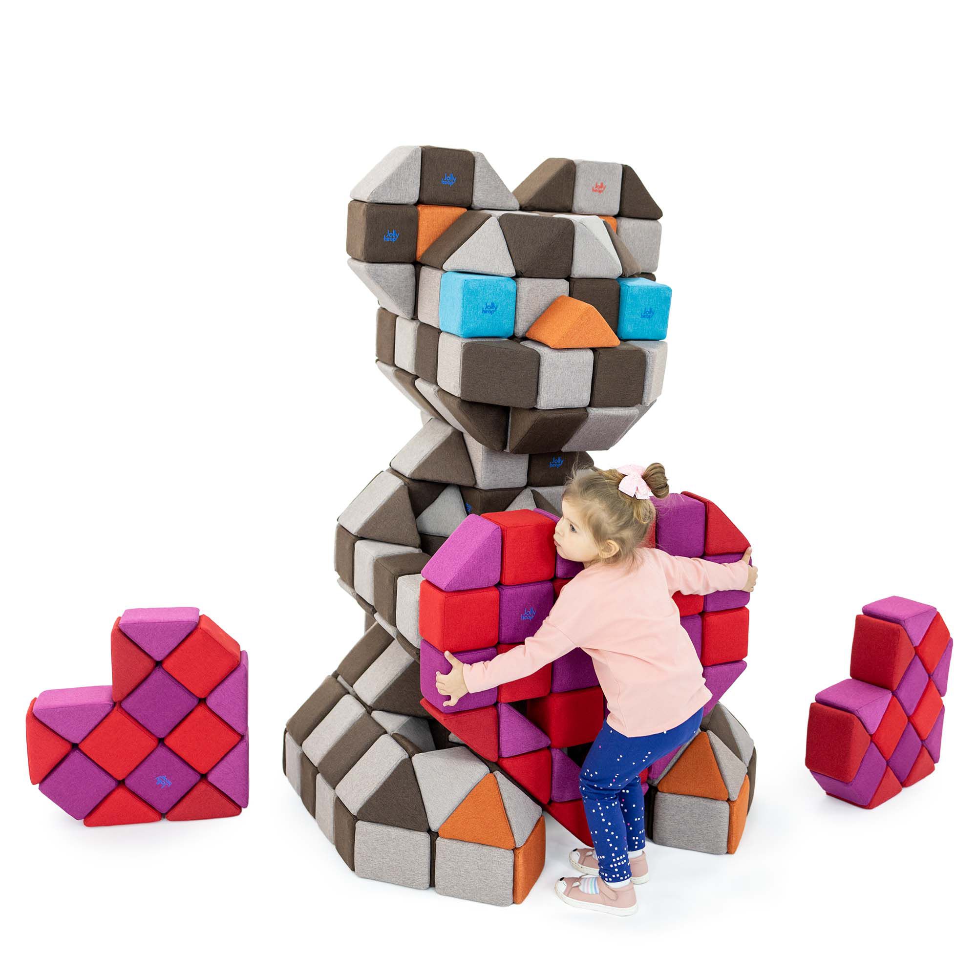 JollyHeap Magnetbausteine 100er Pack, rot/braun