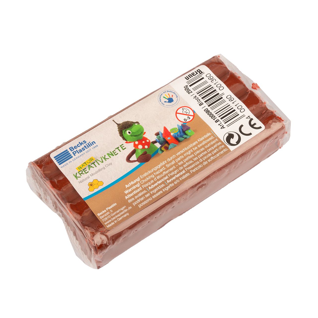 Natur Kreativknete mit Bienenwachs 250g braun