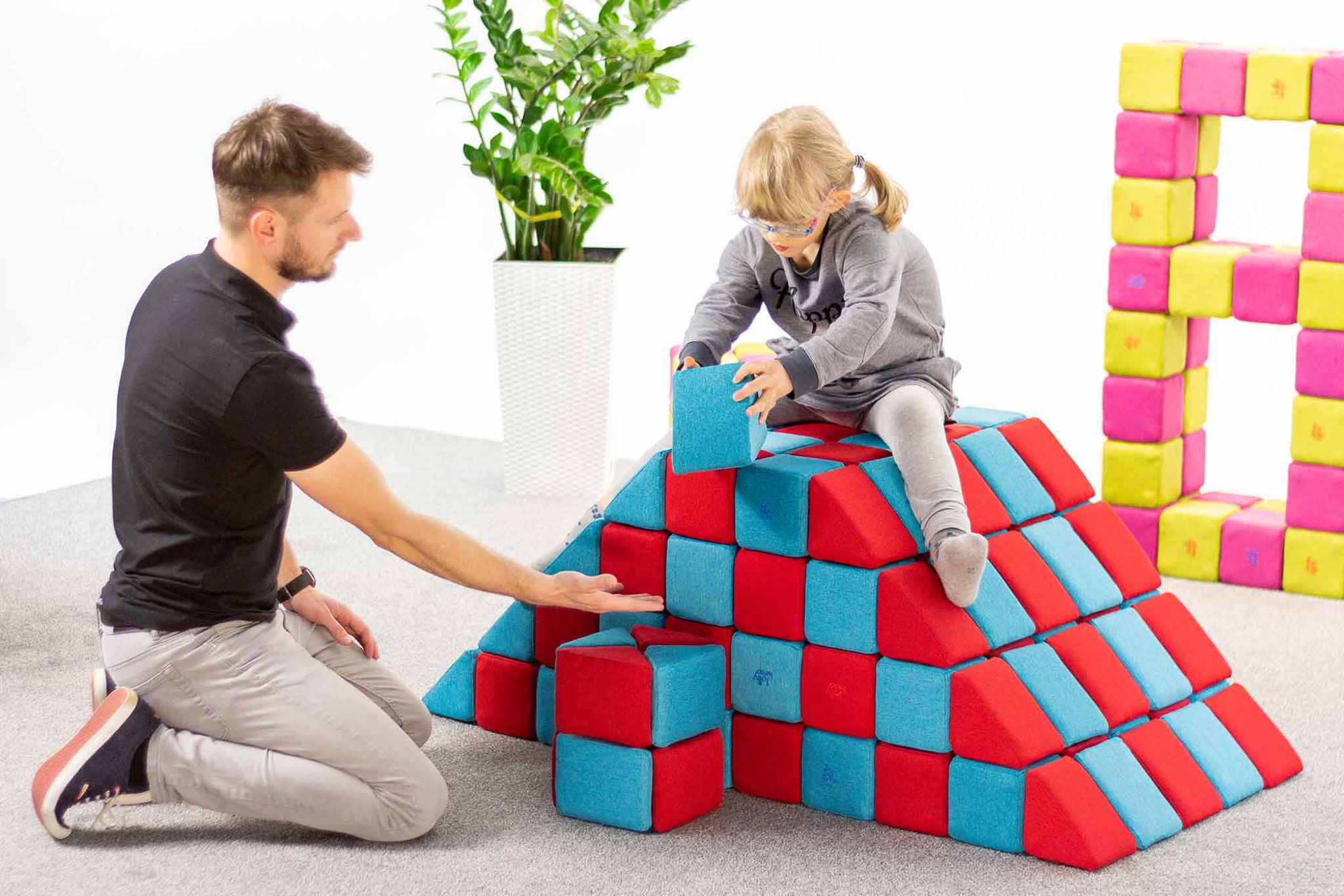 JollyHeap Magnetbausteine 100er Pack, rot/türkis