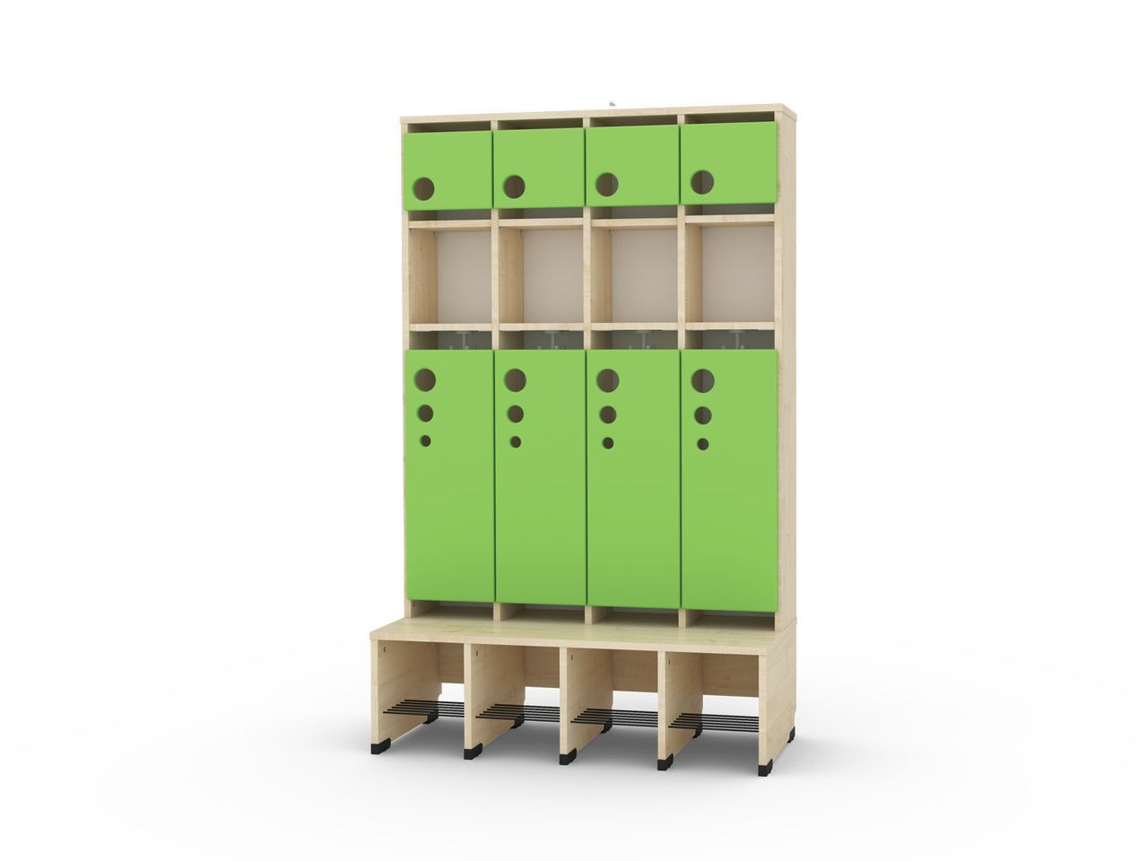 4er Maxi Garderobe mit Extrafach ohne Türen