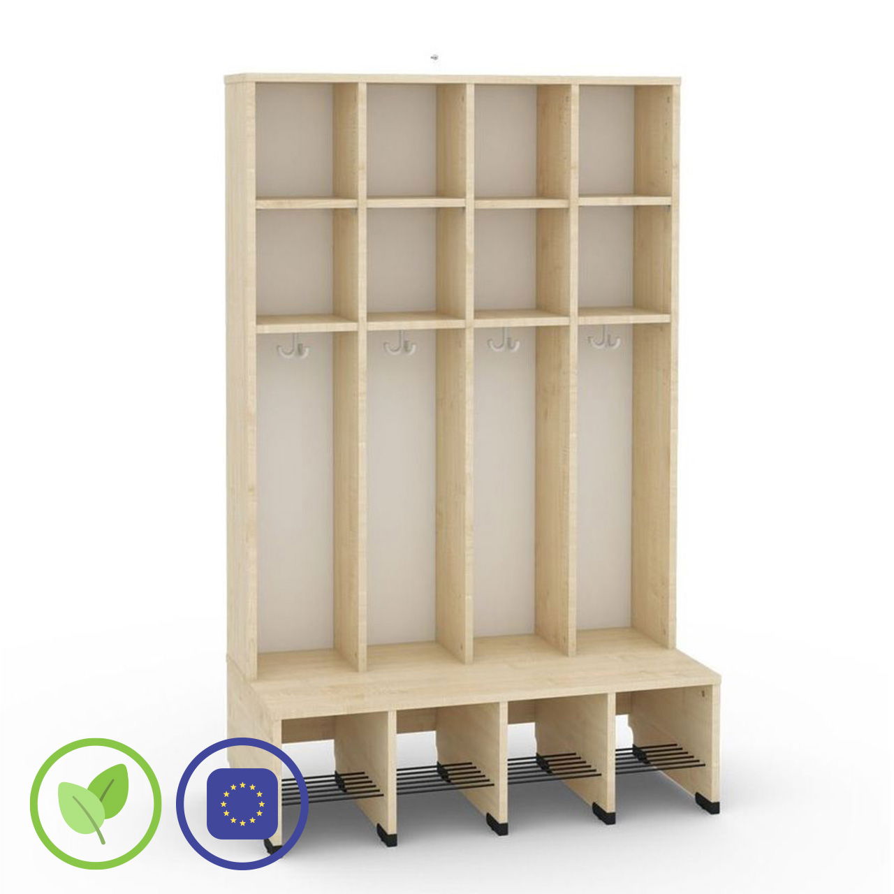 4er Maxi Garderobe mit Extrafach ohne Türen