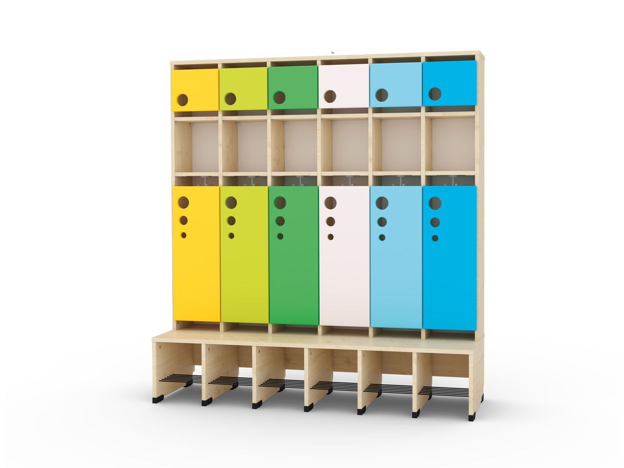 6er Maxi Garderoben mit Extrafach ohne Türen