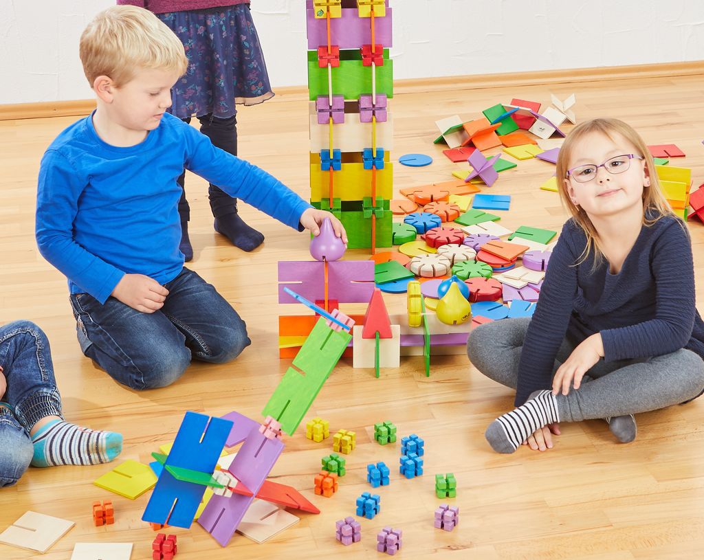 Bau Dir Was Konstruktionswürfel, klein, bunt, 96er-Pack