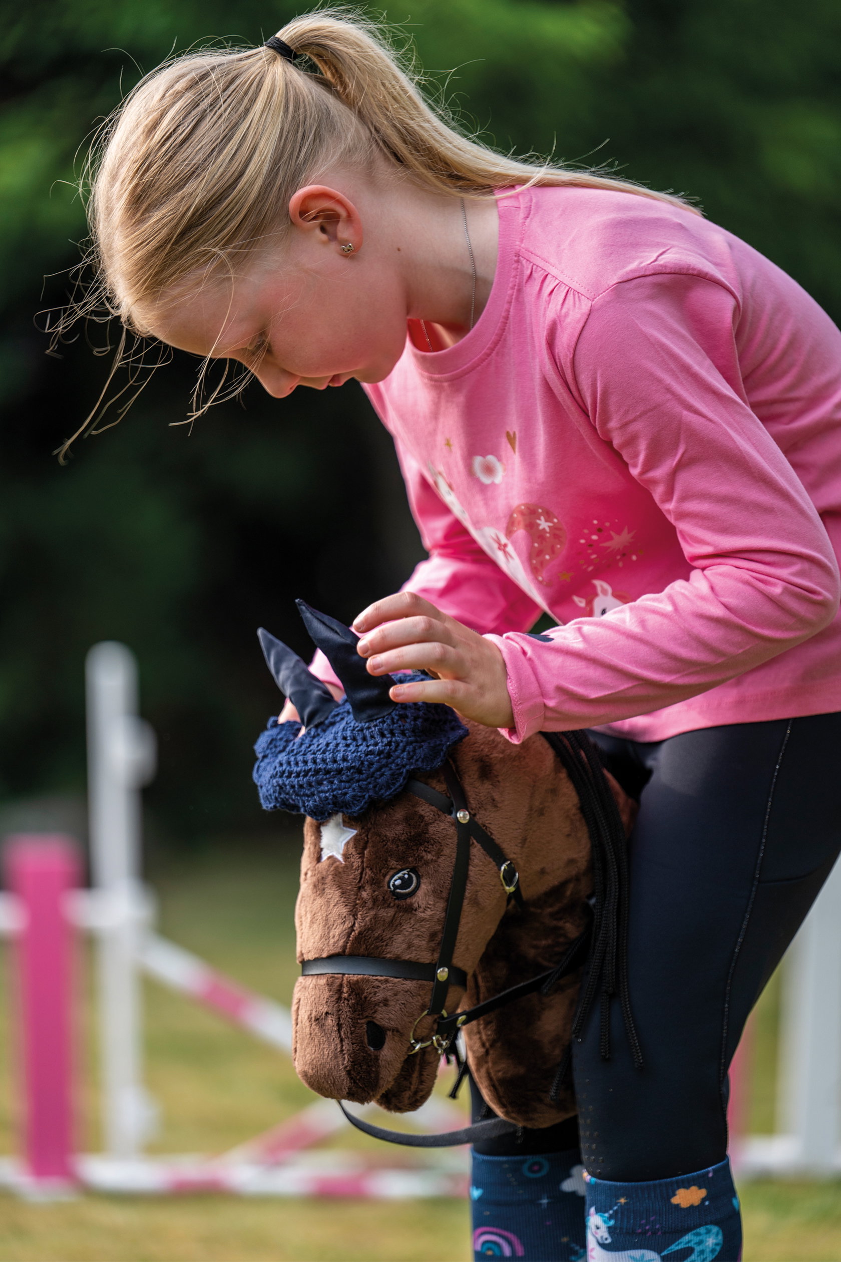 Fliegenhaube, Hobby Horsing, dunkelblau