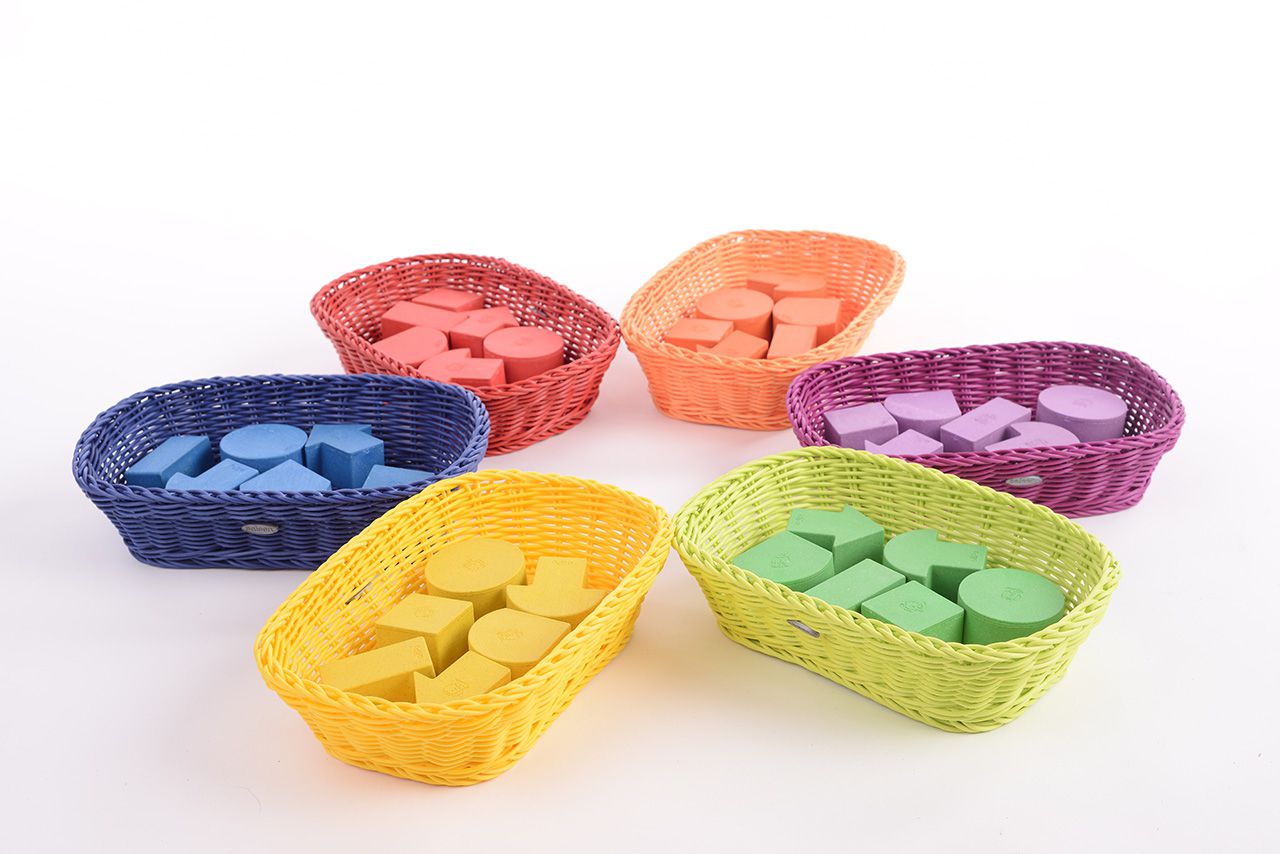 Flechtkorb 25er, oval, bunt, 6er-Pack