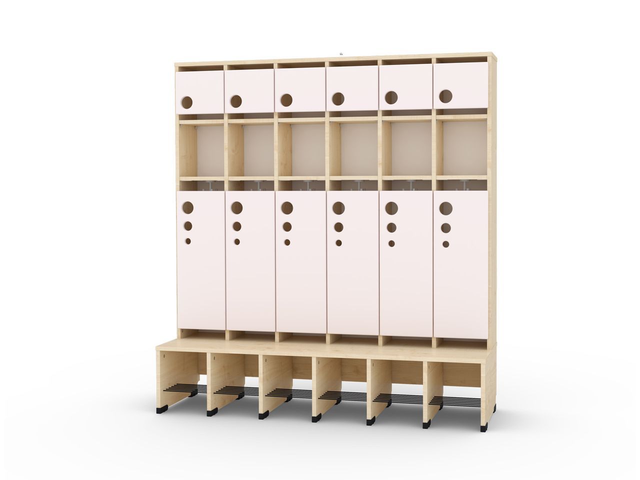 6er Maxi Garderoben mit Extrafach ohne Türen