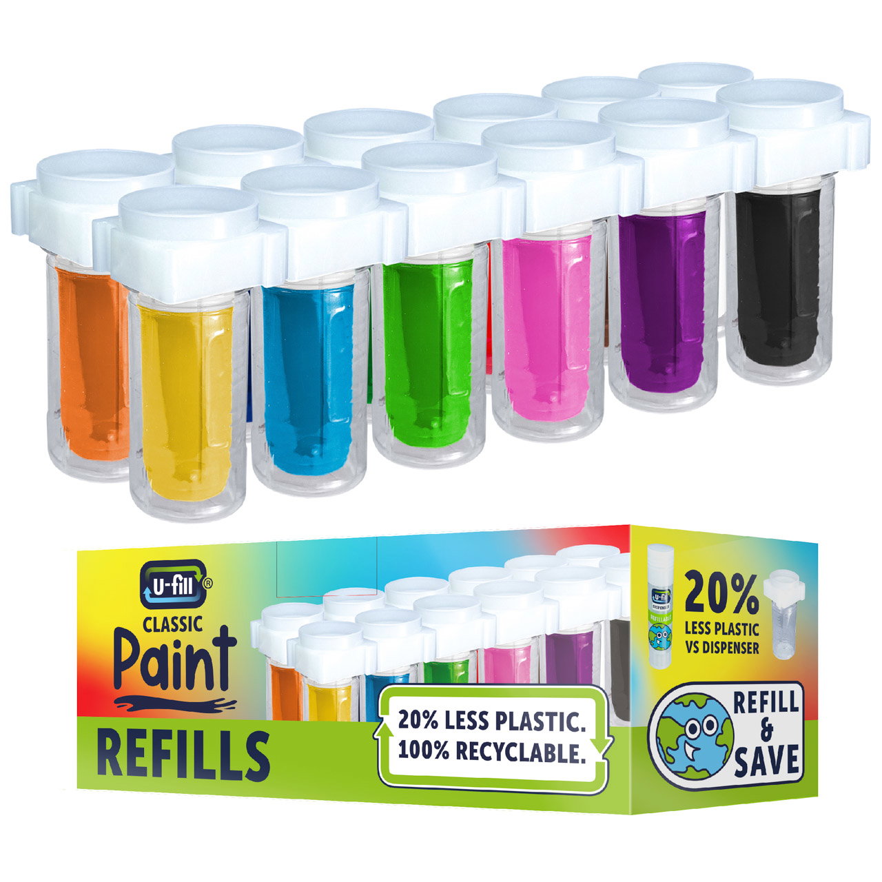 Tempera Farbstick Ersatzfüllungen 21g, 12er Pack