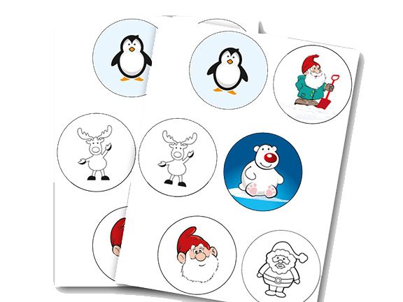 60 mal Button Vorlage für 56 mm 6 versch. Motive