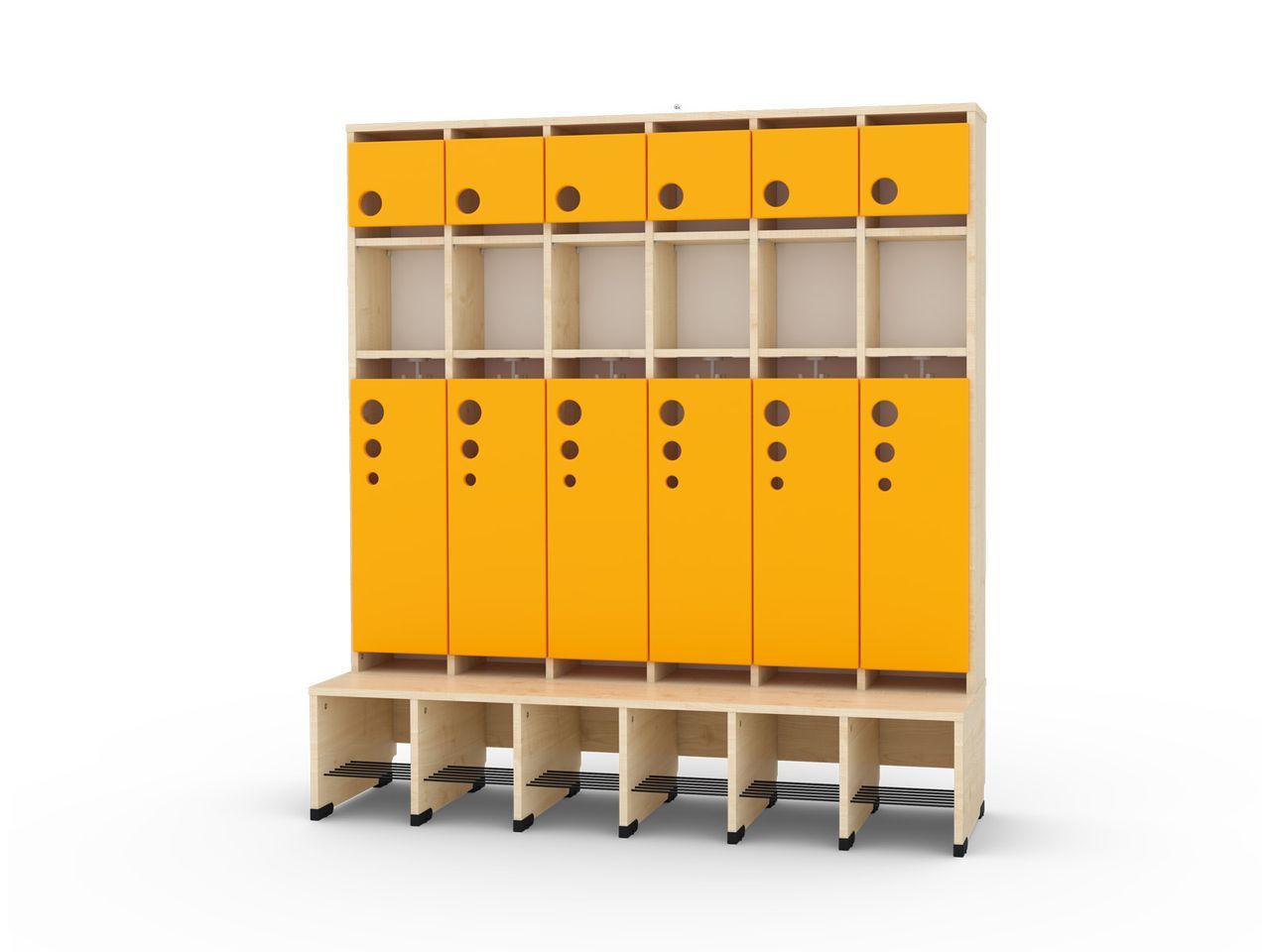 6er Maxi Garderoben mit Extrafach ohne Türen