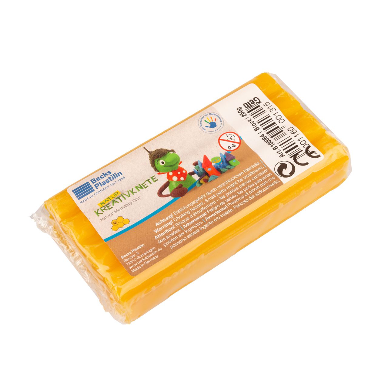 Natur Kreativknete mit Bienenwachs 250g gelb