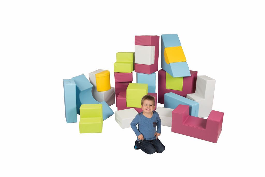 23 tlg. Bausteineset Mini Kunstleder Pastellfarben