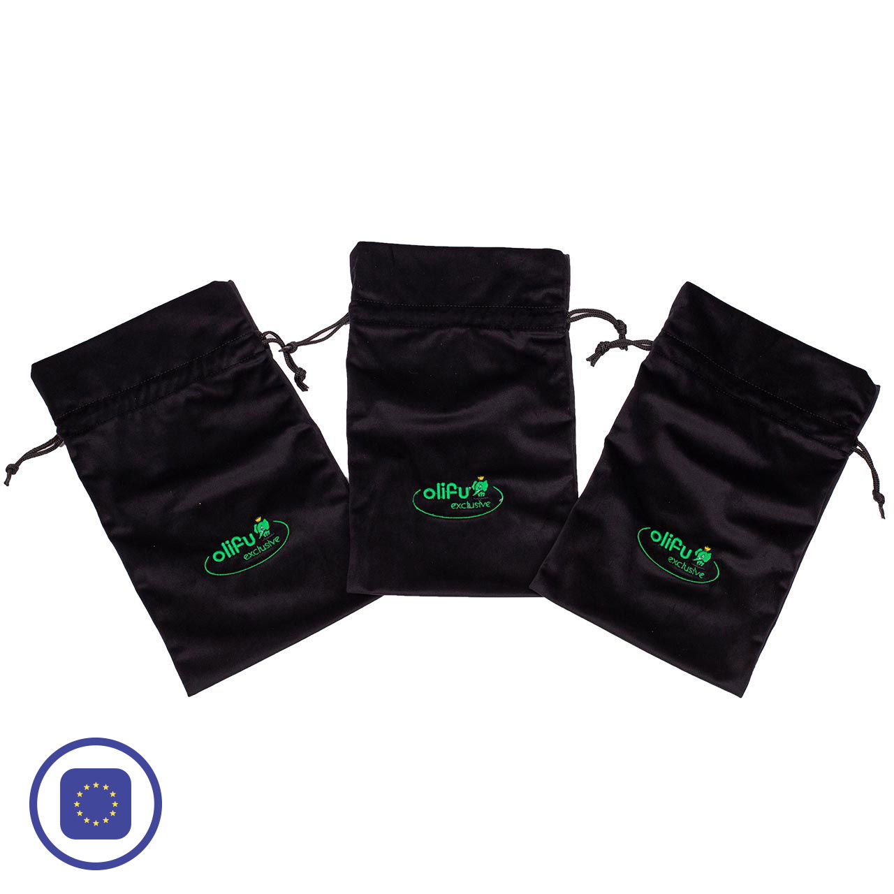 Samtbeutel 50er, schwarz, 3er-Pack