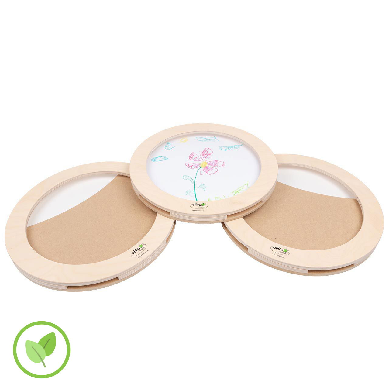 olifu creative Rundbilderrahmen aus Holz, 3er-Pack