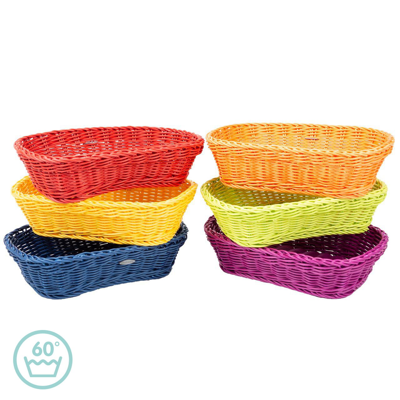 Flechtkorb 25er, oval, bunt, 6er-Pack