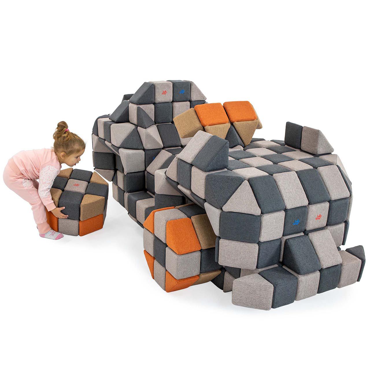 JollyHeap Magnetbausteine 100er Pack, hellbraun/orange