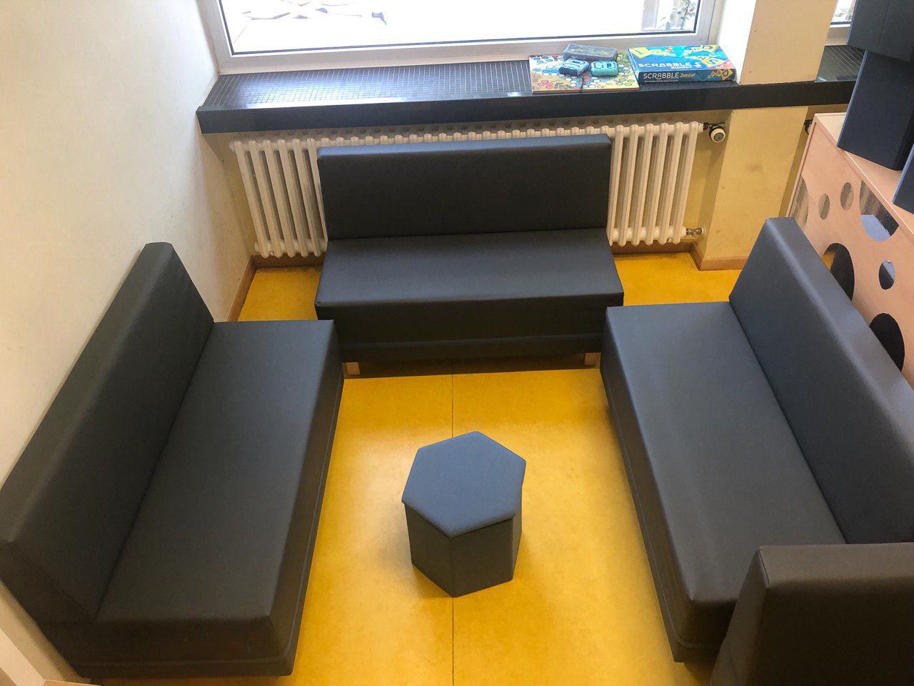 2er-Sofa Cubi, schwer entflammbar