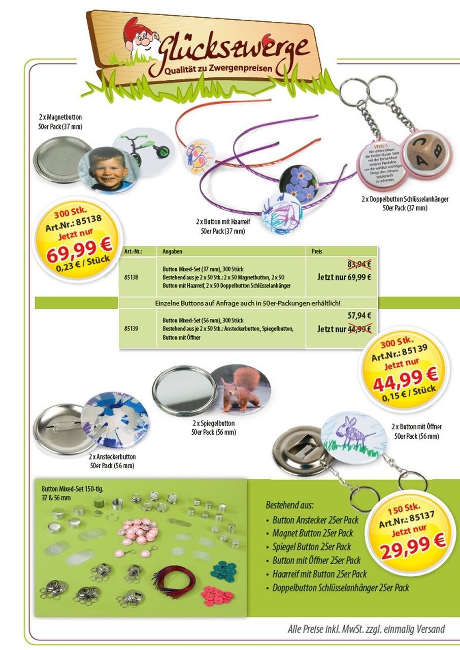 Button Mixed-Set 37 & 56 mm 150er Pack